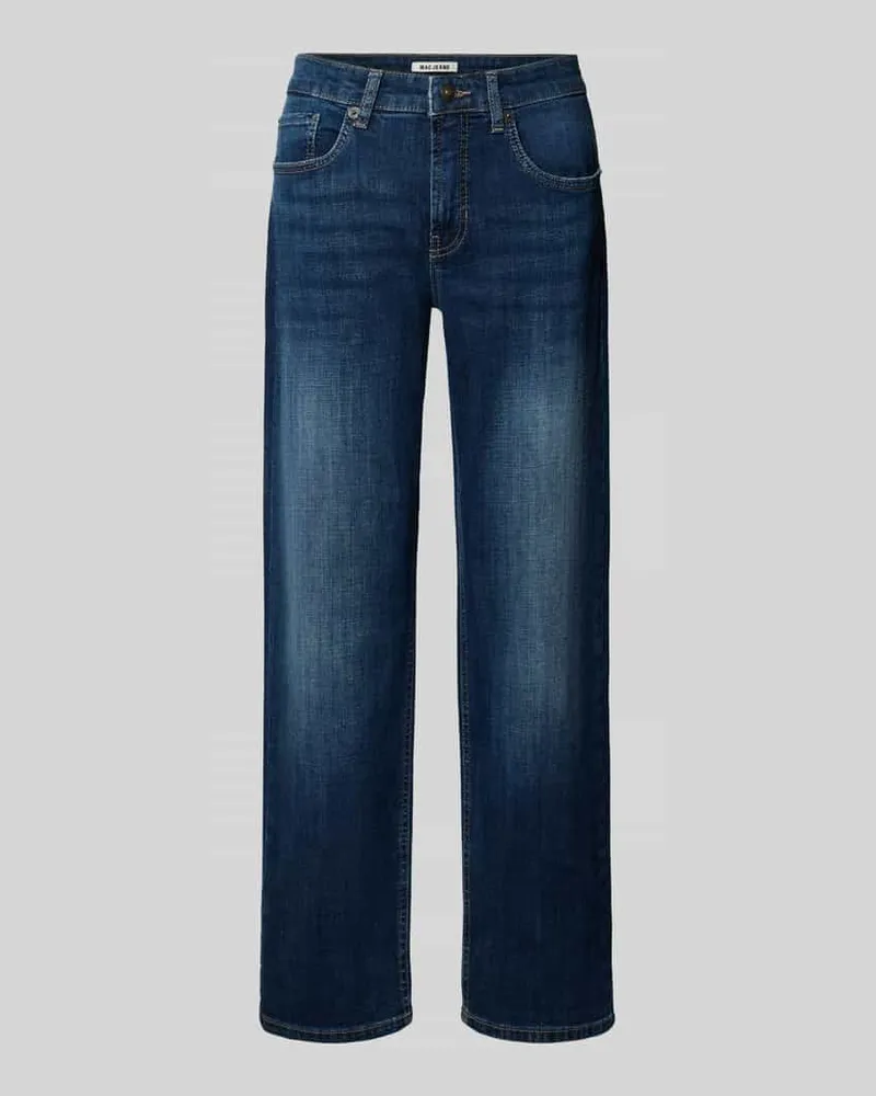 MAC Jeans Straight Fit Jeans aus Baumwoll-Mix Modell 'Gina Blau