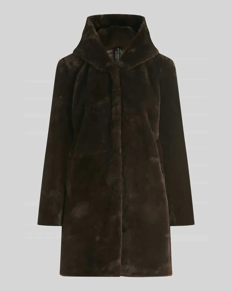 Betty Barclay Regular Fit Teddy- / Webpelzmantel mit Eingrifftaschen Dunkelbraun
