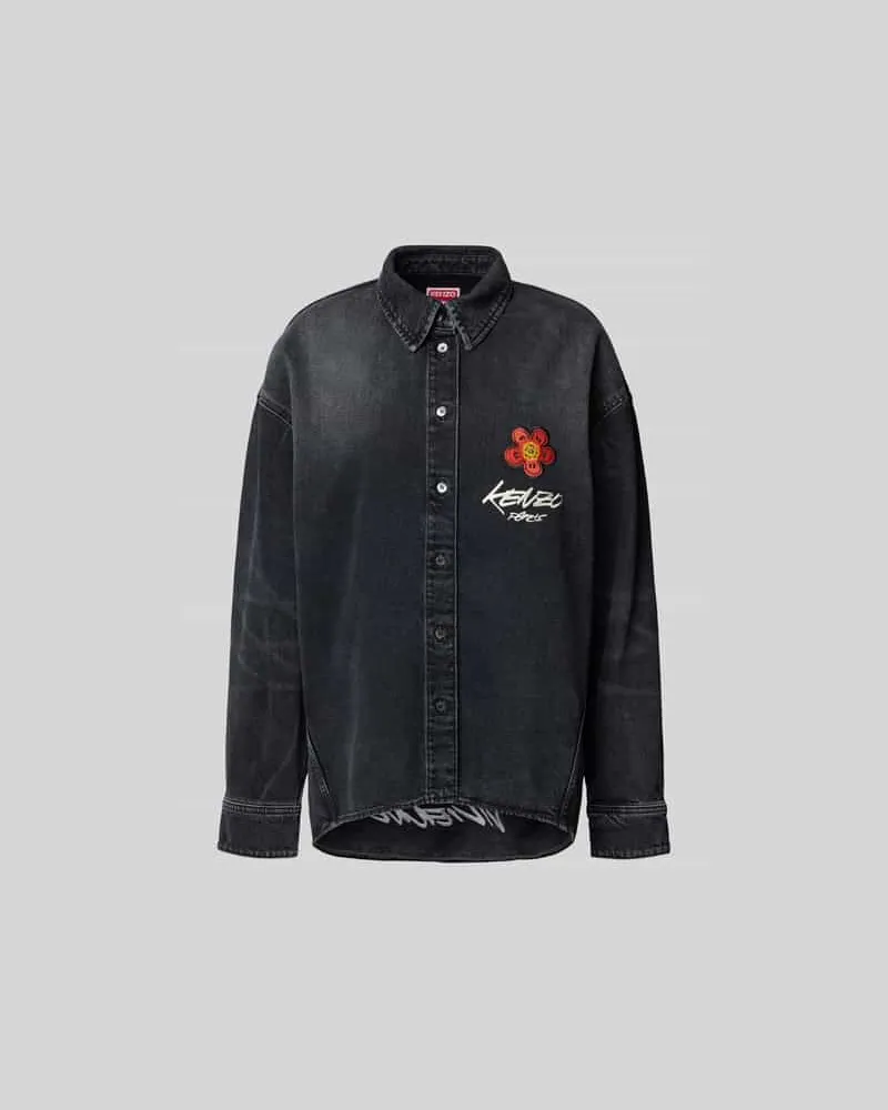 Kenzo Jeansjacke mit Knopfleiste Dunkelgrau