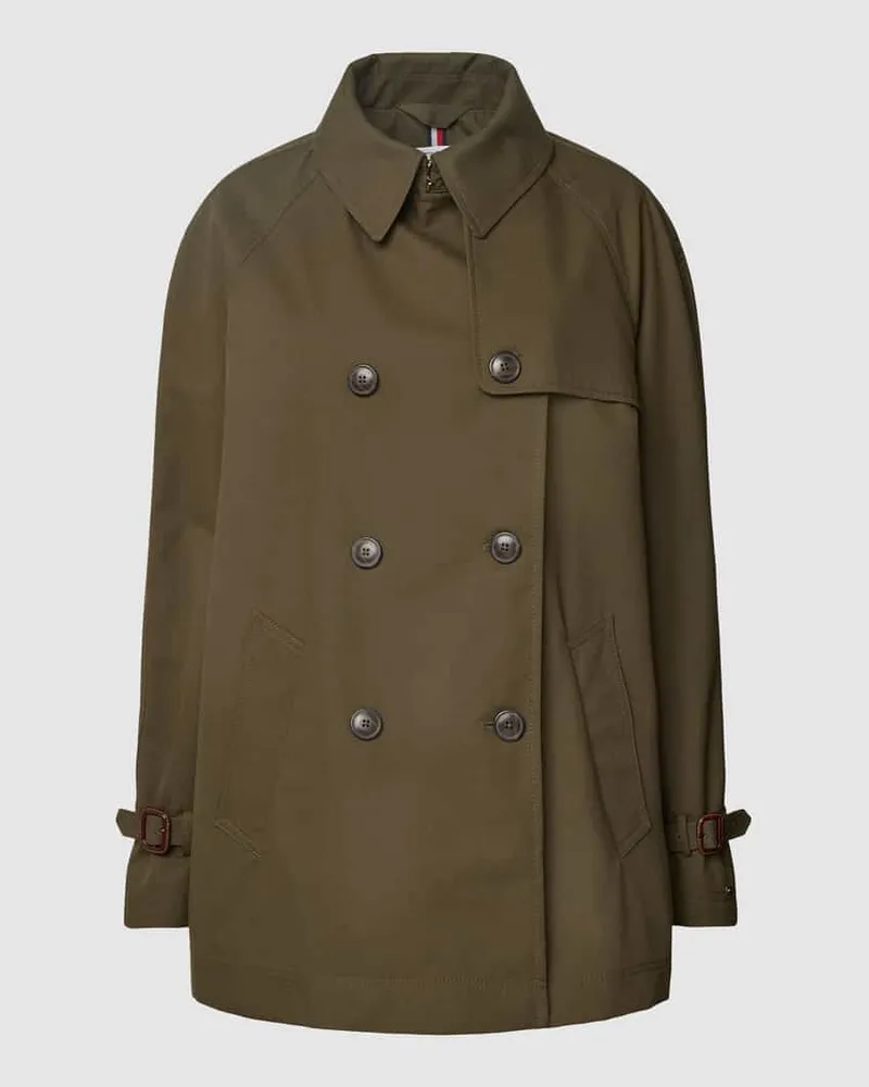 Tommy Hilfiger Kurzer Trenchcoat mit doppelreihiger Knopfleiste Khaki