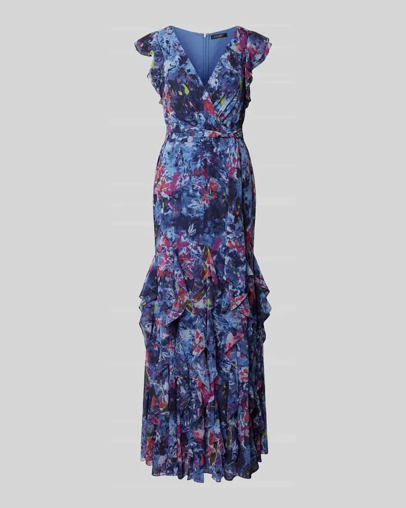 Ralph Lauren Abendkleid mit V-Ausschnitt Modell 'VIKRANA Blau