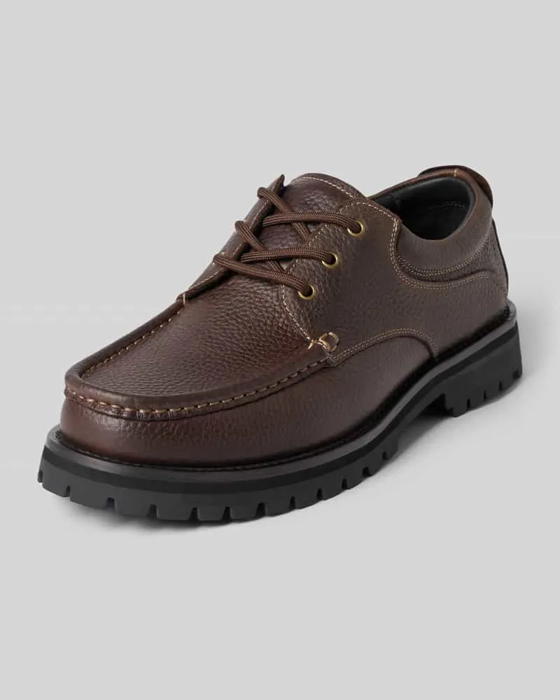 Selected Bootsschuhe aus Rindsnappa mit Profilsohle Dunkelbraun