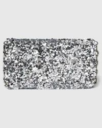 Abro Clutch mit Paillettenbesatz Silber