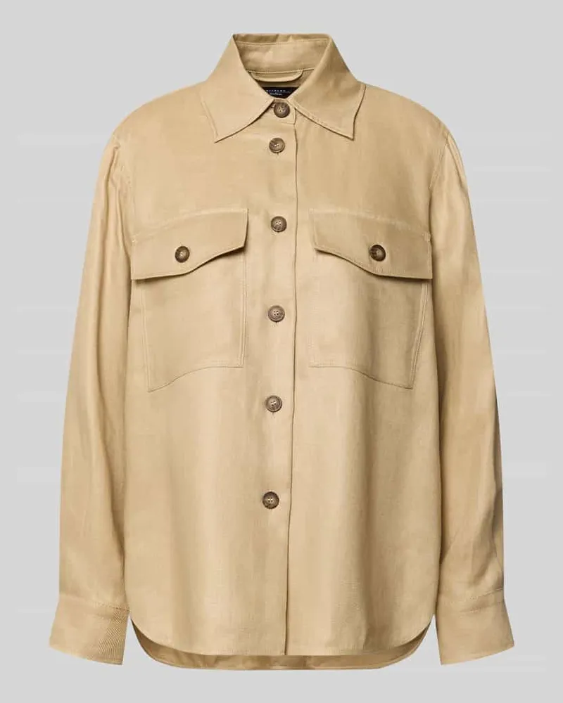 Max Mara Ausgestellte Hemdjacke aus reinem Leinen Modell 'POMPOSA Sand