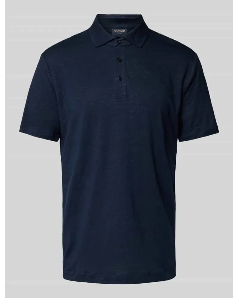 Olymp Regular Fit Poloshirt aus Leinen-Elasthan-Mix Marine