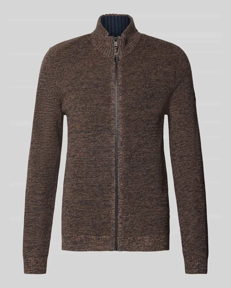 Camel Active Slim Fit Strickjacke Modell 'Mouline Dunkelbraun