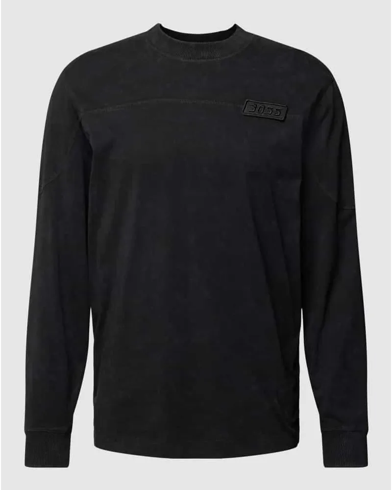 HUGO BOSS Longsleeve mit Label-Stitching Black