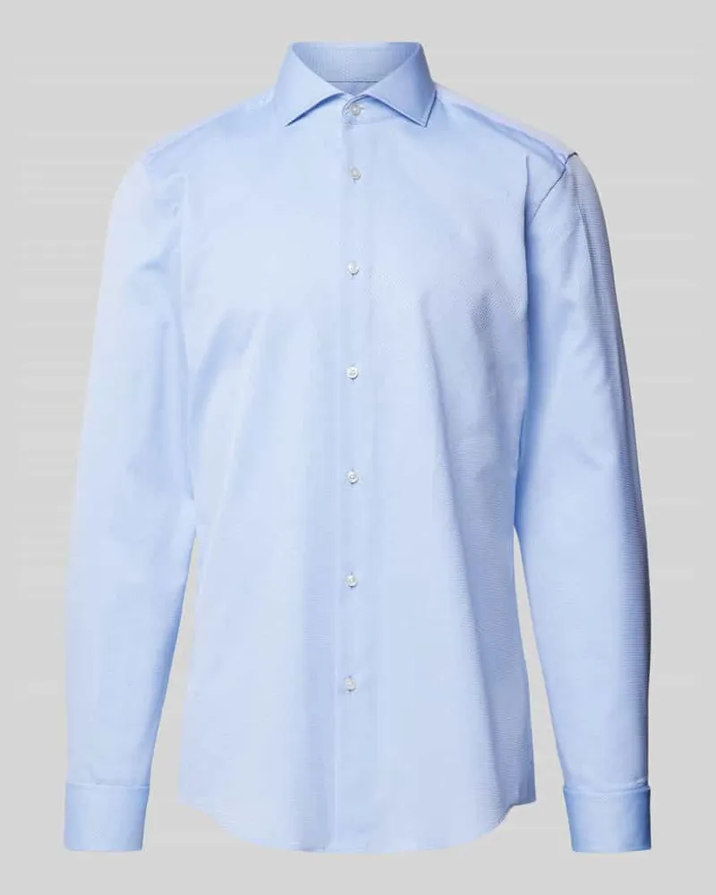 HUGO BOSS Slim Fit Business-Hemd mit Strukturmuster Modell 'Hank Bleu