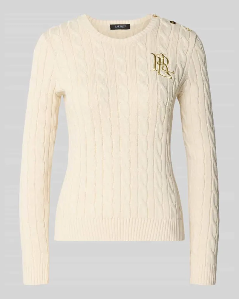Ralph Lauren Strickpullover mit Zopfmuster Modell 'MONTIVA Offwhite