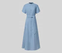 Tailliertes Midikleid aus Seiden-Leinen-Mix mit Baumwoll-Anteil