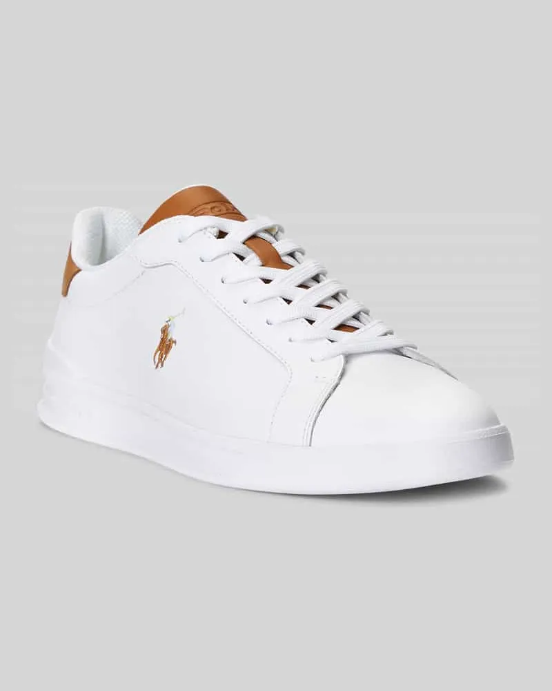 Ralph Lauren Sneaker aus echtem Leder mit Logo-Details Weiss