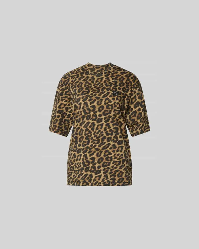 Anine Bing T-Shirt mit Allover-Animal-Print Mittelbraun