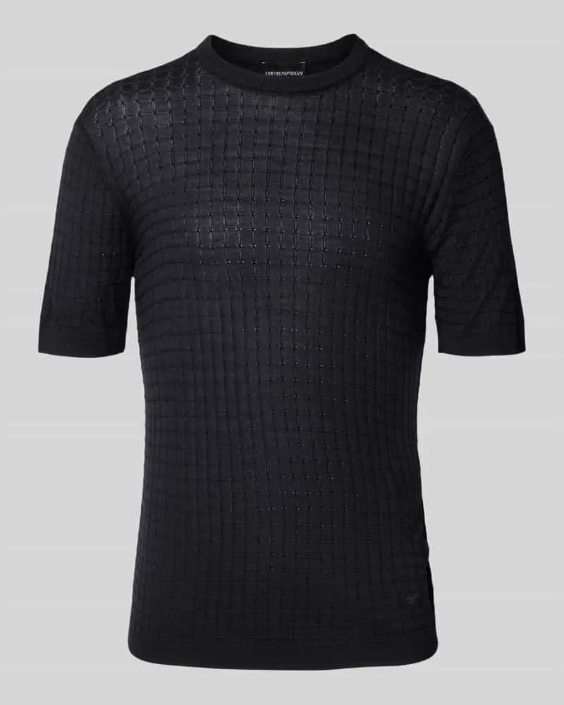 Emporio Armani T-Shirt mit geripptem Rundhalsausschnitt Marine