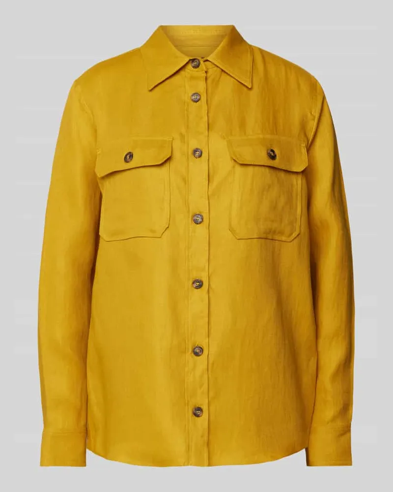 Max Mara Regular Fit Hemdbluse aus reinem Leinen Modell 'VALDA Senf