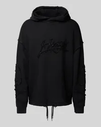 HUGO BOSS Hoodie mit Label-Schriftzug Modell 'Daskuldy Black