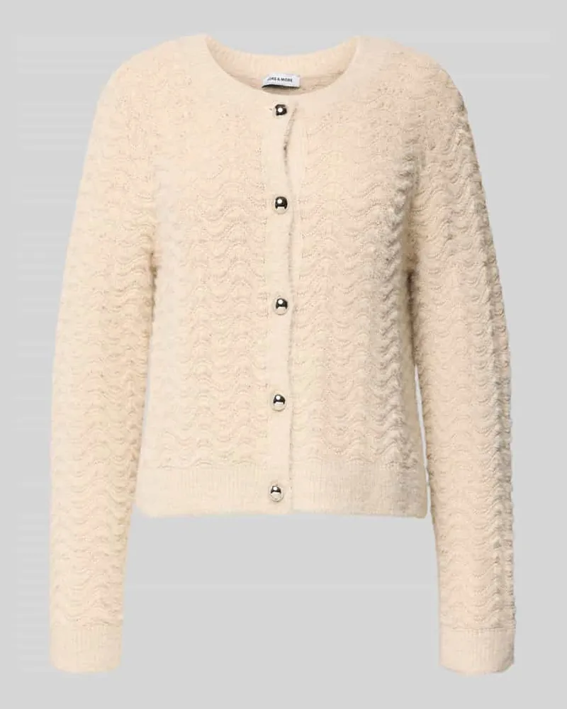 More & More Strickjacke mit Rundhalsausschnitt und Knopfleiste Offwhite