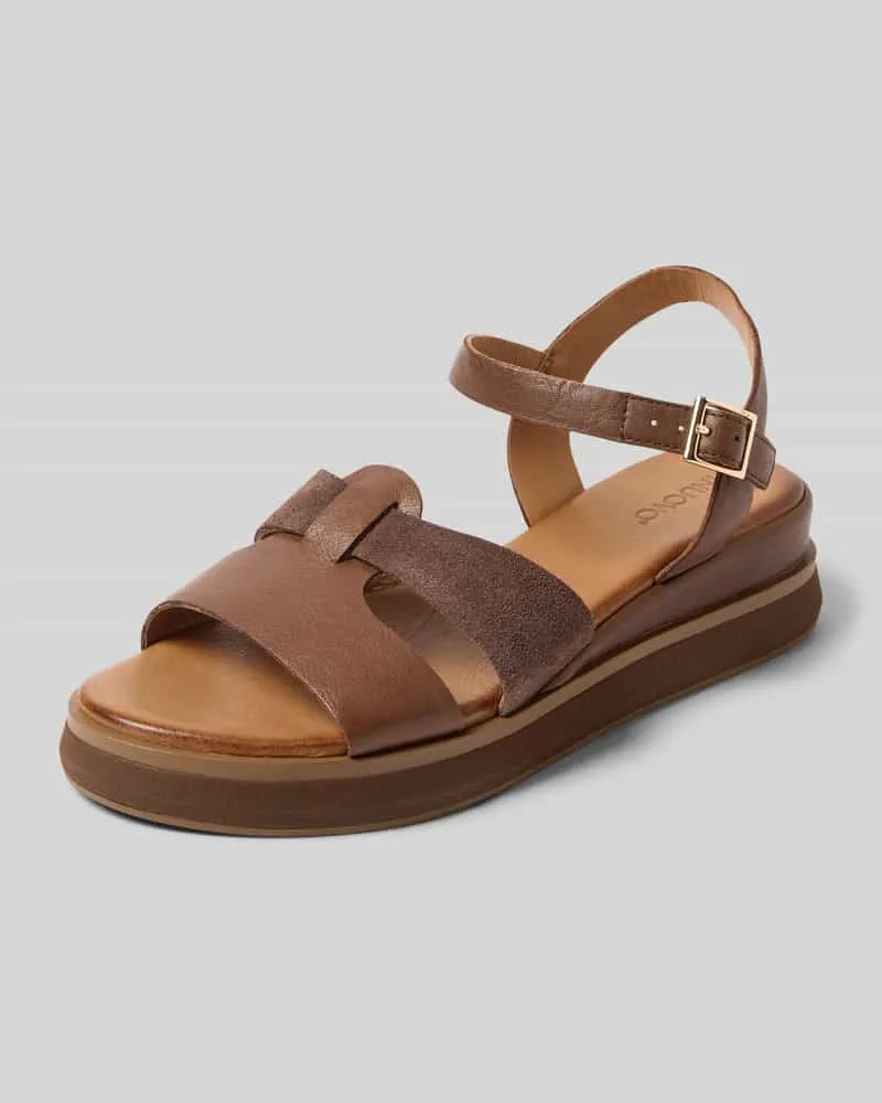 Inuovo Sandalen aus echtem Leder mit Schnalle Dunkelbraun