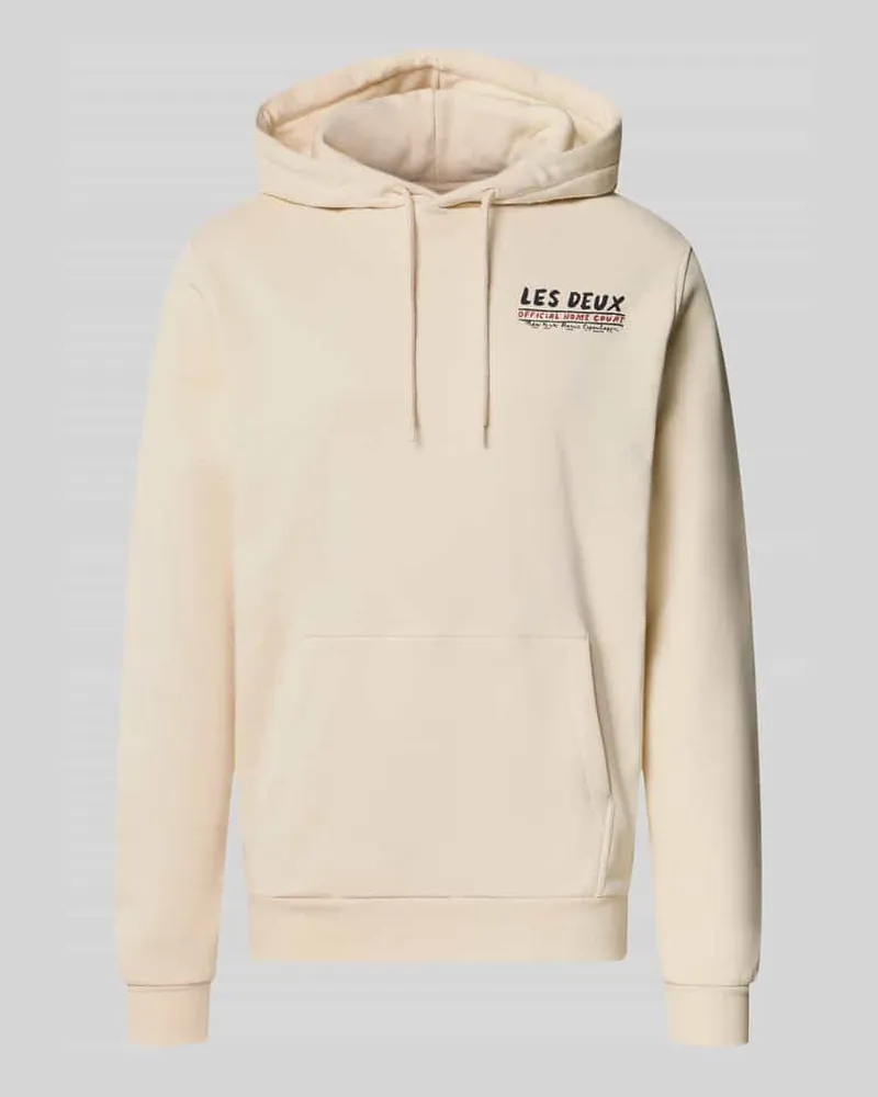 LES DEUX Hoodie aus reiner Baumwolle mit Logo-Print Modell 'Record Ecru
