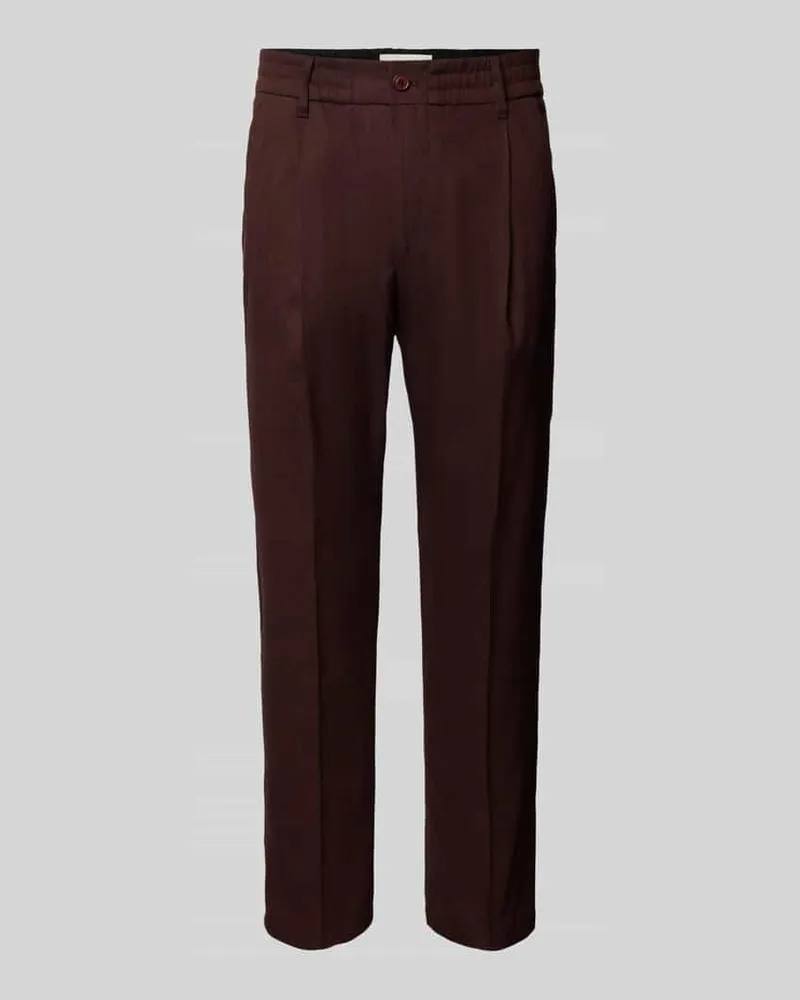 Drykorn Tapered Fit Bundfaltenhose aus Leinen-Mix Moodell 'CHASY Dunkelrot