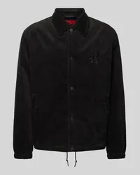 HUGO BOSS Cordjacke mit Label-Stitching Modell 'Bran Black