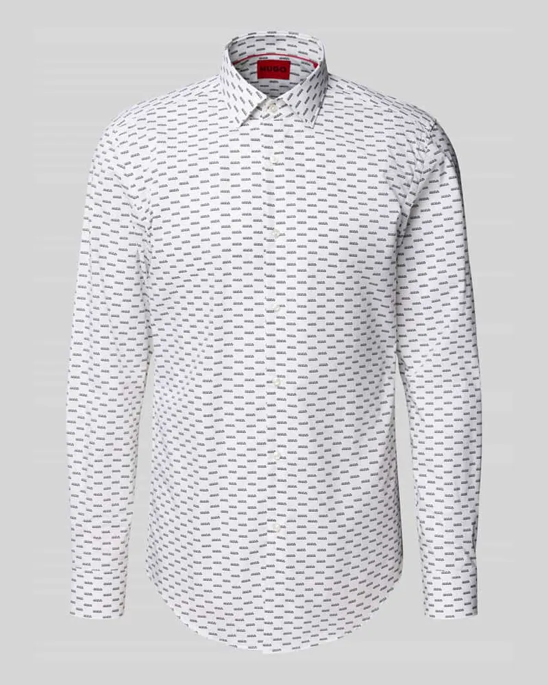 HUGO BOSS Slim Fit Business-Hemd mit Kentkragen Weiss