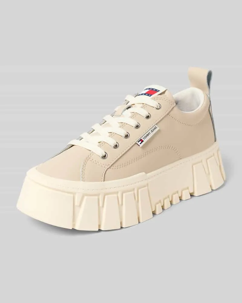 Tommy Hilfiger Low Top Sneaker aus Leder-Mix Sand