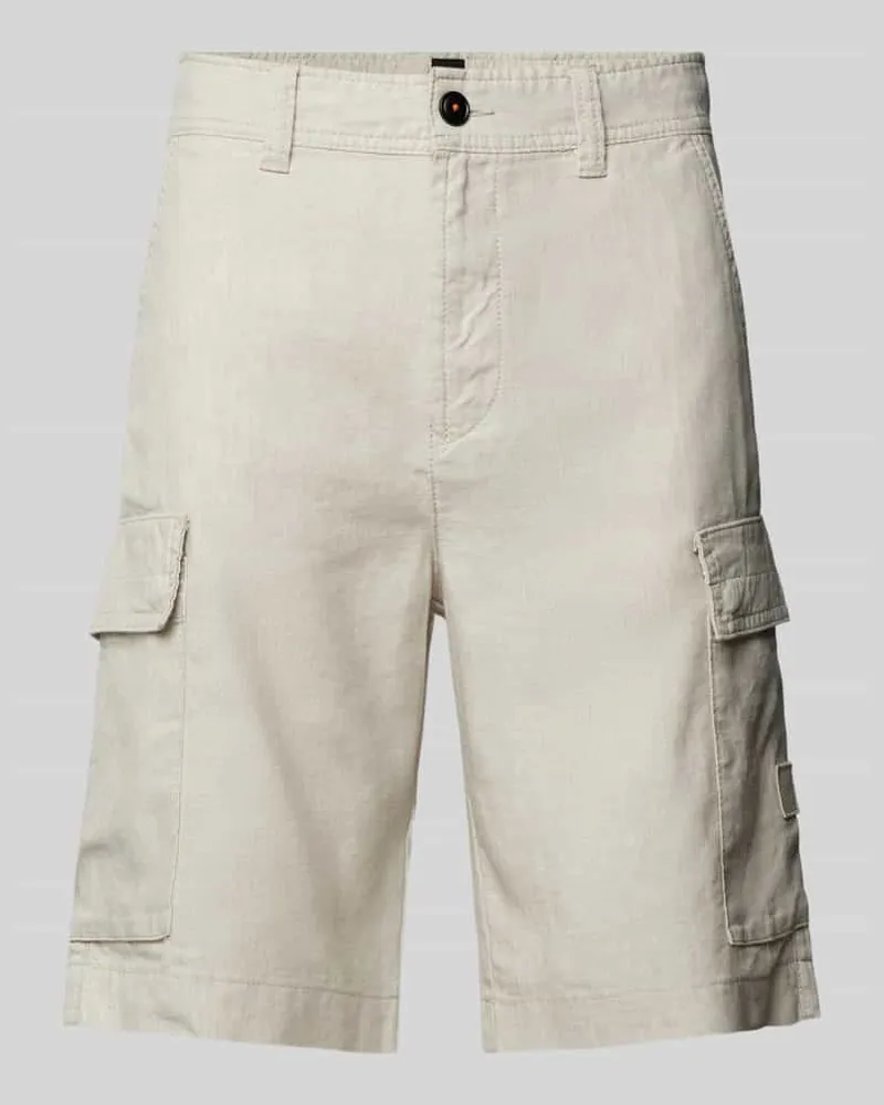 HUGO BOSS Relaxed Fit Cargoshorts mit Gürtelschlaufen Modell 'Sisla Ecru