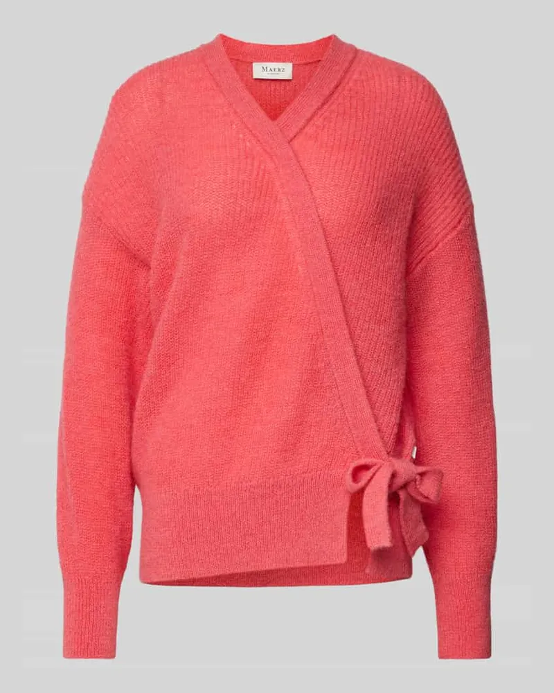 Maerz Strickpullover in Wickel-Optik Hellrot
