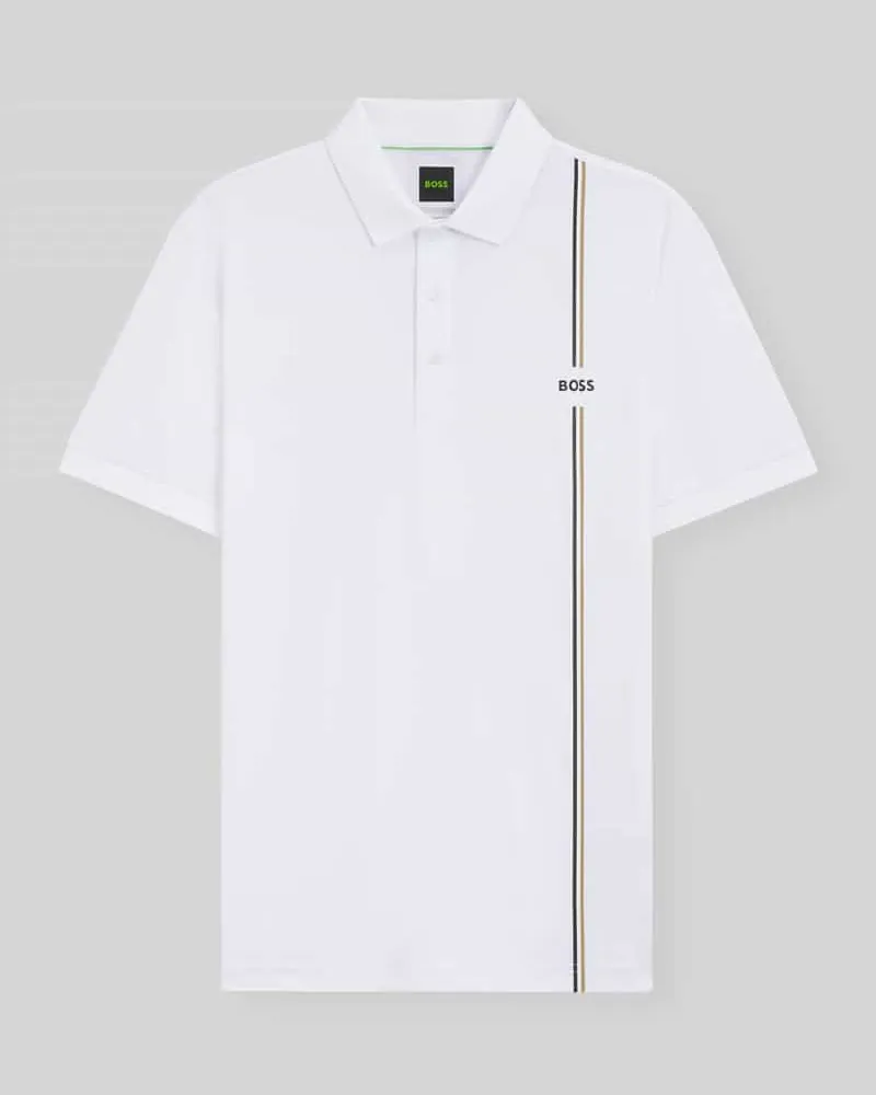 HUGO BOSS Regular Fit Sport T-Shirt mit Logo-Tape Weiss