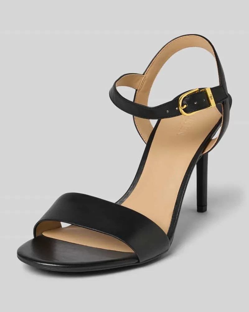 Ralph Lauren Sandalette aus Leder mit Pfennigabsatz Modell 'GWEN Black