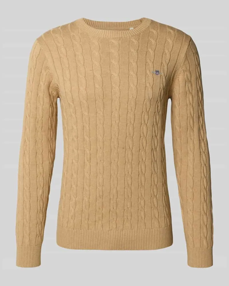 Gant Strickpullover mit gerippten Abschlüssen Beige