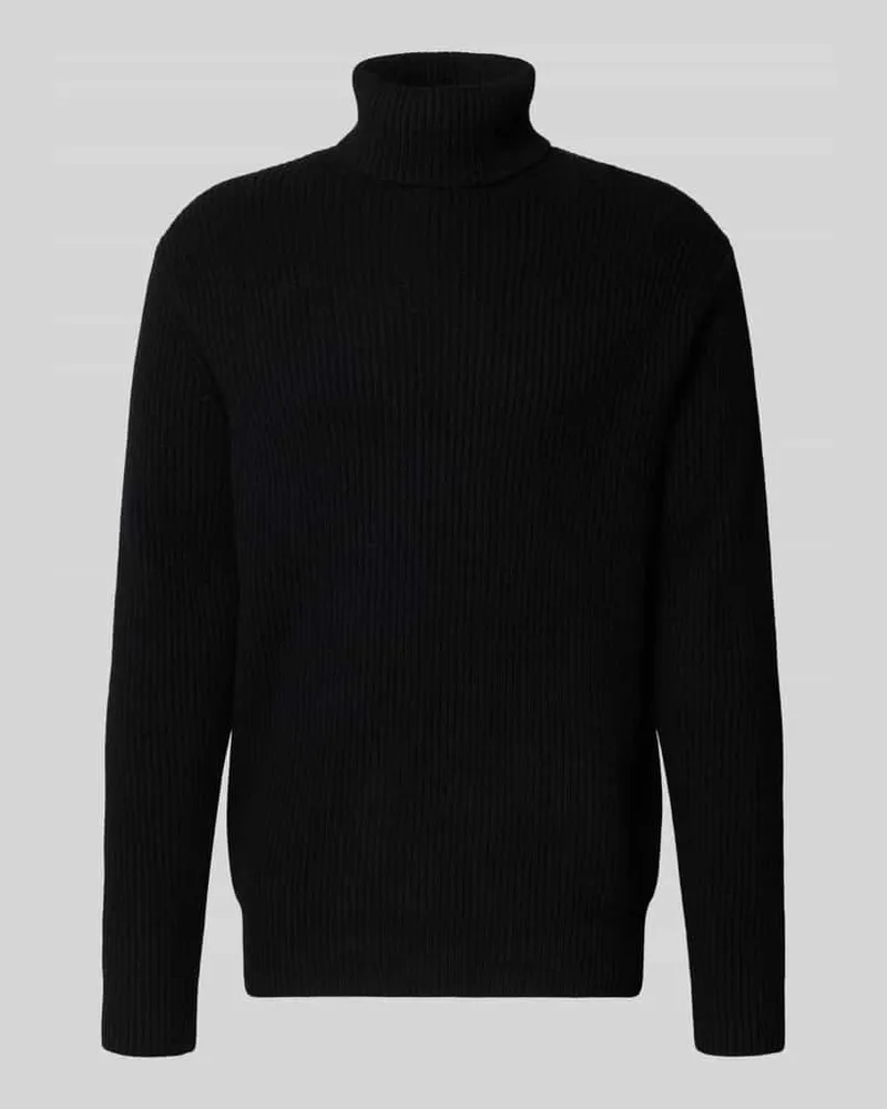 LES DEUX Slim Fit Pullover aus reiner Wolle Modell 'EDDIE Black
