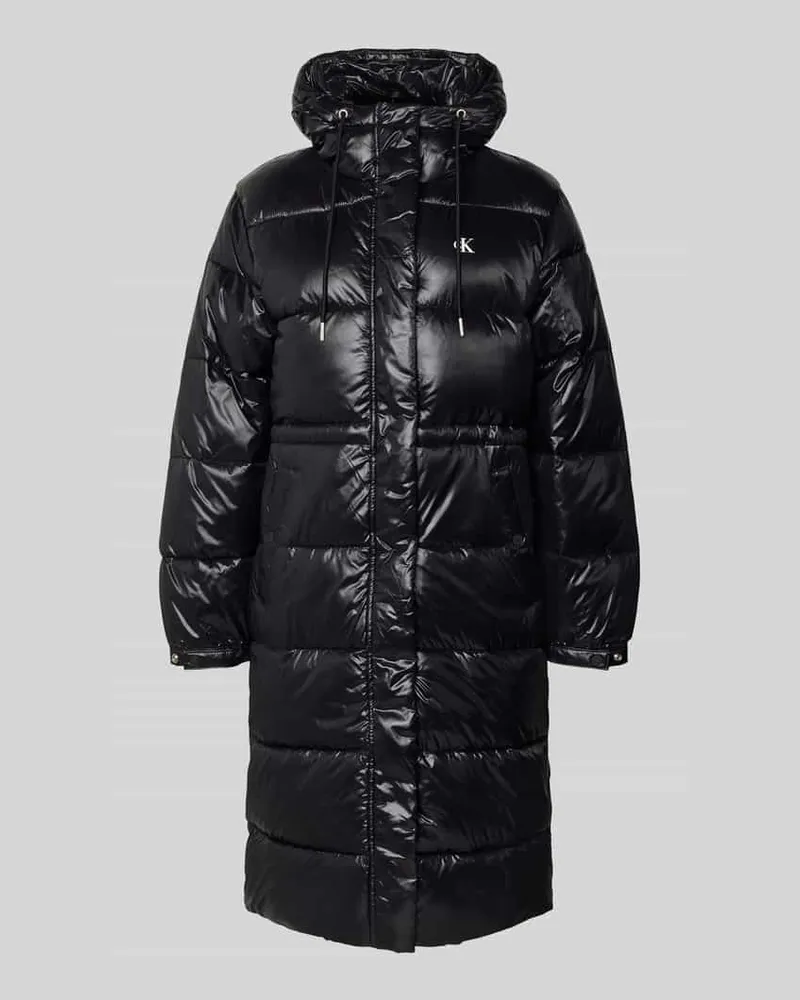 Calvin Klein Regular Fit Steppmantel mit Logo-Print Modell 'Shine Black