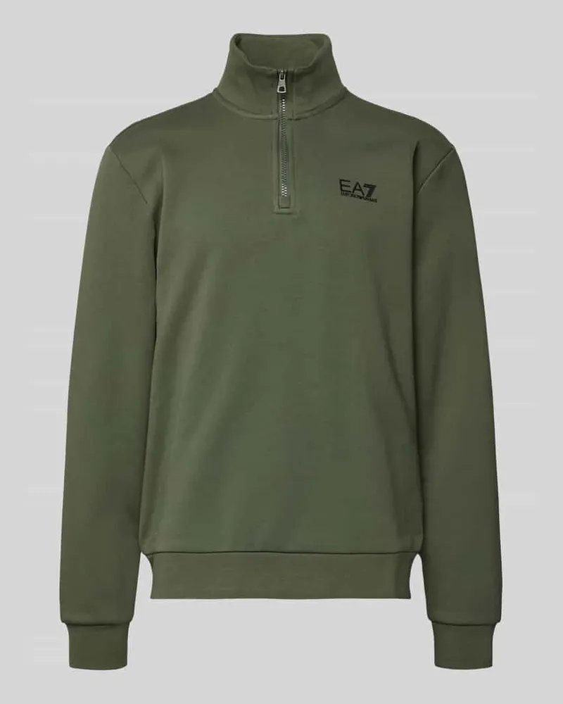 EA7 Sweatshirt mit Stehkragen und Reißverschluss Schlamm