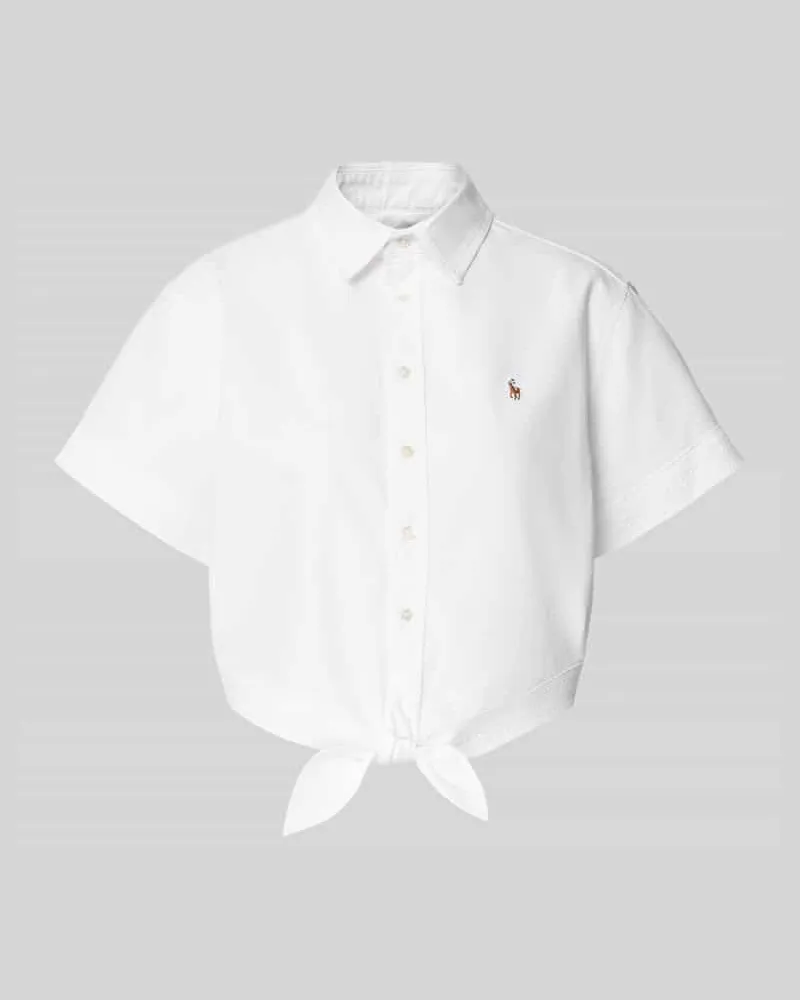Ralph Lauren Regular Fit Bluse mit Knotendetail Weiss