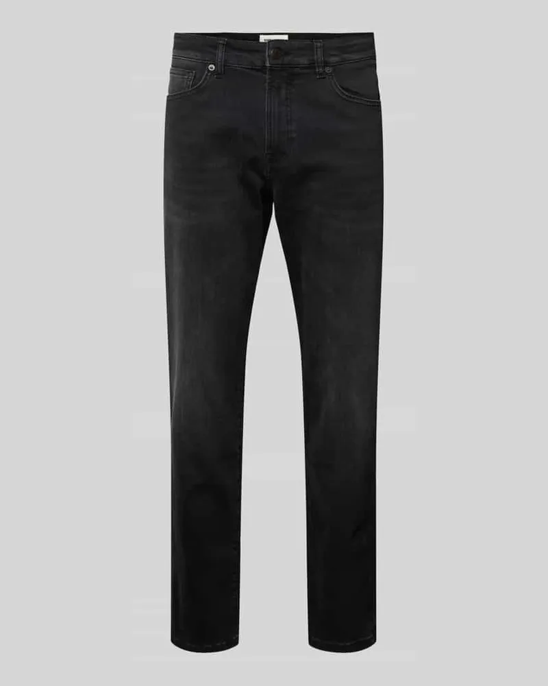 HUGO BOSS Regular Fit Jeans im 5-Pocket-Design Modell 'MAINE Dunkelgrau
