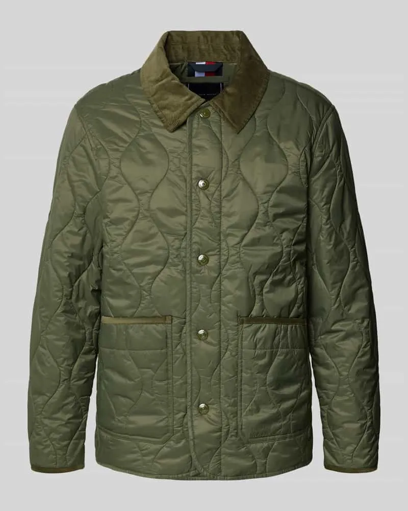Tommy Hilfiger Regular Fit Steppjacke mit Cord-Kragen Oliv
