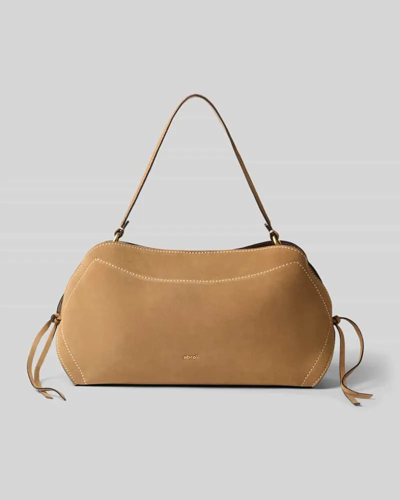 Abro Shoulder Bag aus echtem Leder mit Logo-Detail Hellbraun