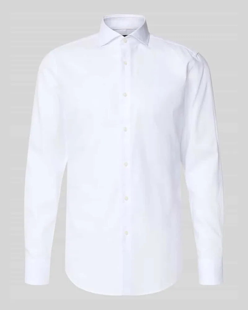 HUGO BOSS Slim Fit Businesshemd aus reiner Baumwolle Modell 'H-Hank-SP Weiss