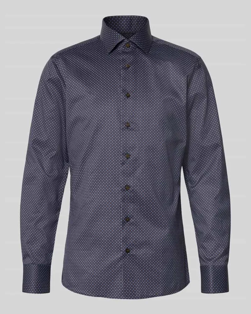 Eterna Slim Fit Business-Hemd mit Kentkragen Marine