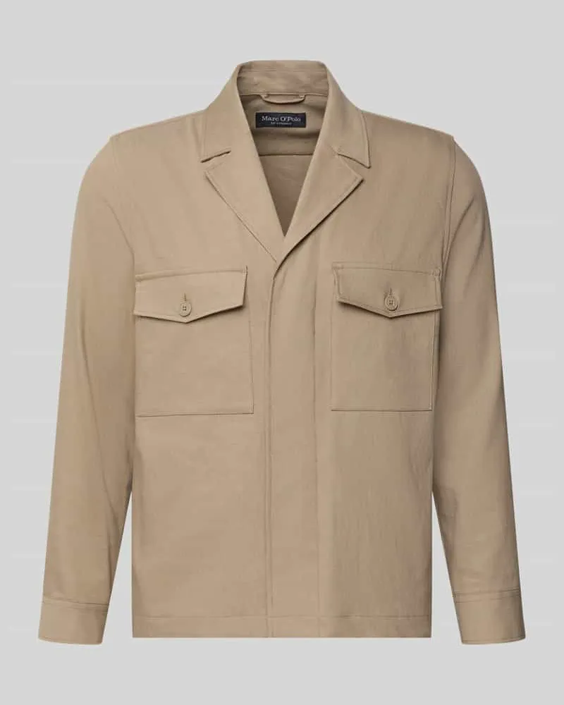 Marc O'Polo Regular Fit Hemdjacke aus Leinen-Viskose-Mix Beige