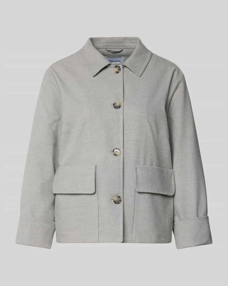 More & More Regular Fit Blazer mit Pattentaschen Hellgrau