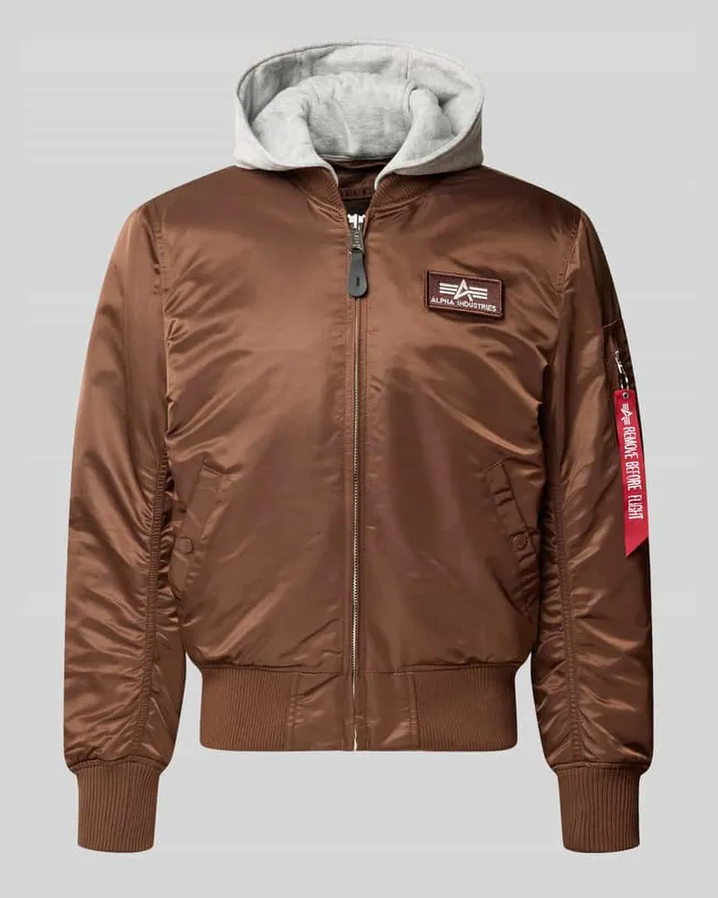 Alpha Industries Regular Fit Bomberjacke mit Kapuze Hellbraun
