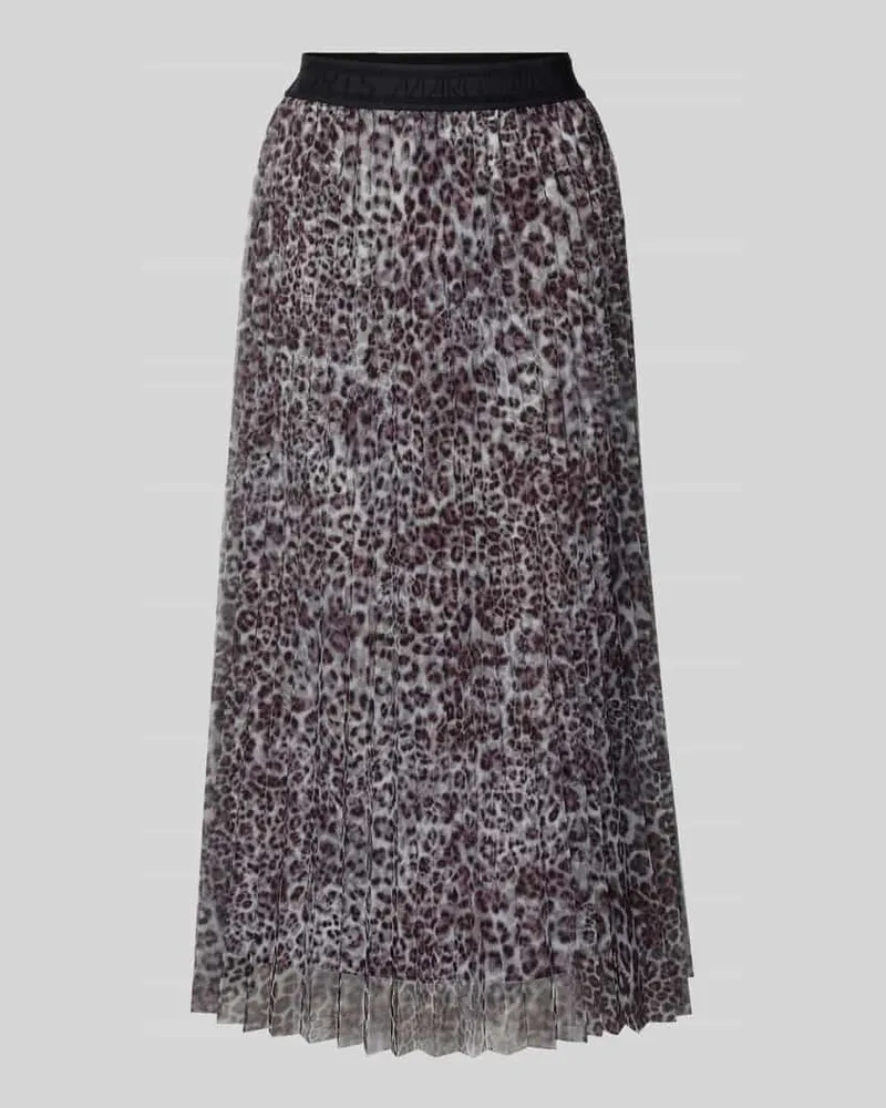 Marc Cain Midirock in Falten-Optik mit Allover-Animal-Print Sand
