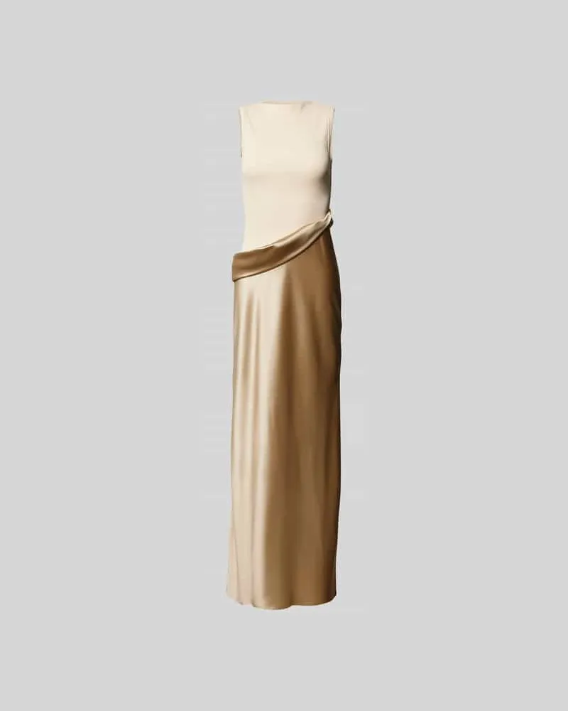 Nanushka Maxikleid mit Rundhalsausschnitt Beige