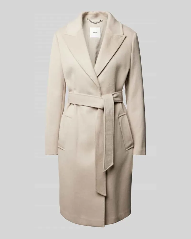S.Oliver Regular Fit Wollmantel mit gebürsteter Oberfläche Sand