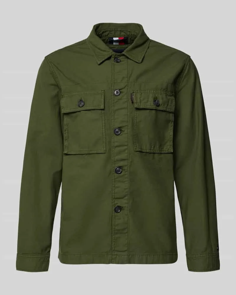 Tommy Hilfiger Regular Fit Hemdjacke aus reiner Baumwolle Khaki