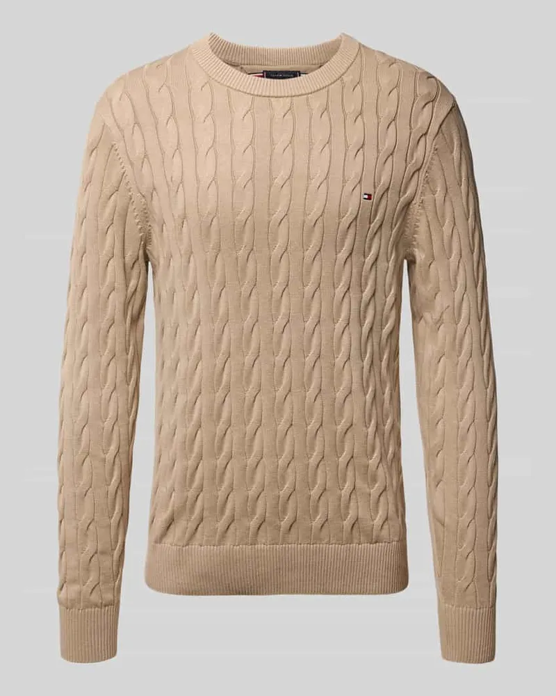 Tommy Hilfiger Regular Fit Strickpullover aus reiner Baumwolle Taupe