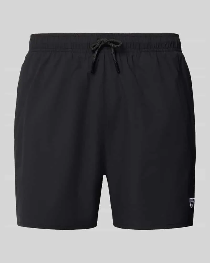 Emporio Armani Straight Fit Badeshorts mit Logo-Detail Black