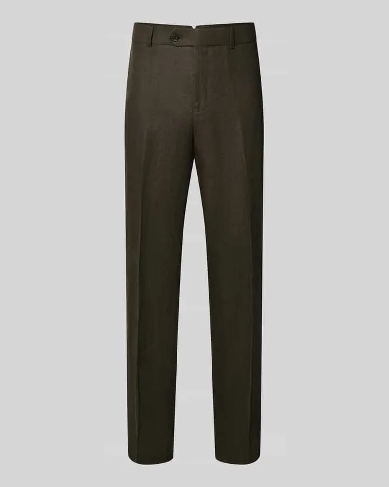 Selected Regular Fit Anzughose aus reinem Leinen Modell 'BAILEY Dunkelgruen